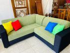 Full Cushioned L Shape Sofa with Color Pillows---