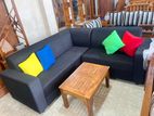 Full Cushioned Modern L Sofa with Color Pillows