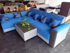 Full Fabric L Sofa Set with Stool Code 6189