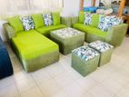 Full Fabric Modern L Sofa with Stools Code 6919