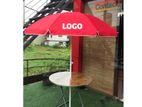 Garden Beach Umbrella With Wooden Table