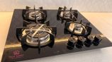 Gas Cooker 4 Burner Hob Glass Top Black New