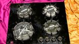 Gas Cooker 4 Burner Hob Glass Top Black New