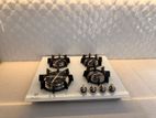 Gas Cooker 4 Burner Hob Glass Top White New