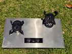 GAS COOKER HOB 2 BURNER STAINLESS STEEL /GLASS WITH SAFETY NEW