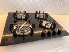 GAS COOKER HOB 4 BURNER GLASS BLACK CAST IRON NEW