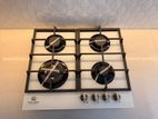 GAS COOKER HOB 4 BURNER WHITE GLASS CAST IRON NEW