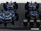 Gas Hob 4 Burner Glass Top