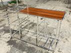 Gas table with plate rack