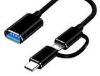 Generic 2-in-1 black USB-C with Micro USB to 3.0 OTG adapter cable