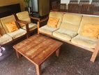 Genuine Solid Teak Wood Sofa Set (3+2+1) With Coffee Table – Used