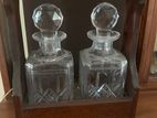 glass decanter pair