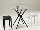 Glass Table + 2 Stool Set