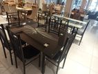 Glass Top 6 Chair Dining Table Set