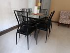 Glass Top Dining Table with 6 Chairs