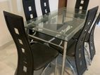 Glass Top Dining Table with 6 Chairs