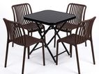 Glass Top Folding Table With 4 Chair Set