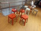 Glass Top Table With 4 Stool Set