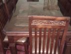 Glass Top Teak Dining Table