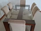 Glass Top Teak Table with 6 Chairs