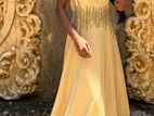 Gold Colour Long Dress Party Wear Women's Gown