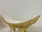 Gold Dish with Ceramic Tray