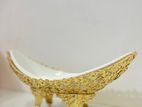 Gold Dish with Ceramic Tray