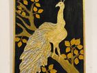 Gold Peacock Wall Art Painting | Handmade Textured Canvas Artwork