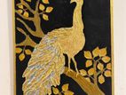 Gold Peacock Wall Art Handmade Textured Canvas Artwork