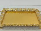 GOLD SERVING TRAY WITH DIAMOND STONE FINISHED