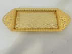 GOLD SERVING TRAY WITH DIAMOND STONE FINISHED