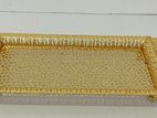 GOLD SERVING TRAY WITH DIAMOND STONE FINISHED