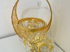 Gold Tray Serving Bowl With Diamond Finished Stone
