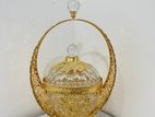 Gold Tray Serving Bowl With Diamond Finished Stone