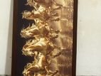 Golden Running Horses Wall Art