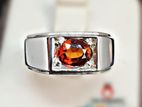 ගෝම්ද මැණික් රිදි මූදු Hessonite Gem Stone Silver Ring