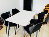 Granite Dining Table with Cushion Chairs