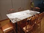Granite Table Top With Rose Gold Tiffany Chair Set