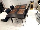 Granite Top 4 Chair Dining Table Set -GT415 BLACK