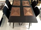 Granite Top 4 Chair Dining Table Set - GT415 Black