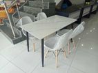 Granite Top Table With ABC Chair Set WHITE