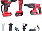 GV TECH All in One Rechargeable Battery x2, Hammer, Grinder, Drill, Tool