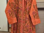 Hand-Embroidered Raw Silk Open-Front Jacket from Pakistan