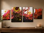 Hand-Painted Abstract Fluid Art (4-Panel Canvas Set)