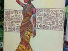 Handmade African Woman Acrylic Painting