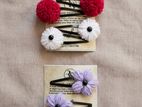 Handmade Pom Hair Clip Set (3 Pairs)