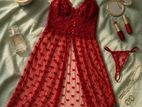 Heart Print Mesh Cami Nightdress