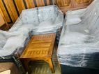 Heavy Modern Leather Fabric 321 Sofa with Wooden Stool