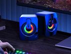 HIFI Stereo Computer Speakers PC Sound Box USB Wire LED Light