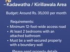 House Wanted for Rent – Kadawatha / Kirillawala Area